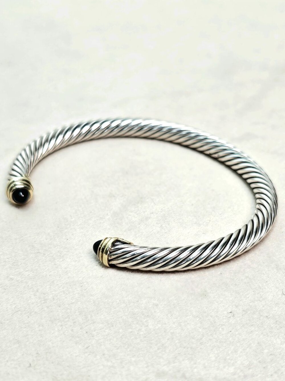 David Yurman Cable Classics 5mm Bracelet Sterling Silver 14K Gold Black Onyx